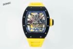 RM035 Americas Black‑Ceramic Case Yellow Fluororubber Strap Skeleton Watch