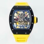 RM035 Americas Black‑Ceramic Case Yellow Fluororubber Strap Skeleton Watch