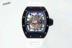 RM035 Americas Black‑Ceramic Case White Fluororubber Strap Skeleton Watch