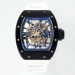 RM035 Americas Black‑Ceramic Case White Fluororubber Strap Skeleton Watch