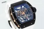 RM035 Americas Black‑Ceramic Case White Fluororubber Strap Skeleton Watch - Image 4