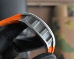 RM052 Titanium Lab‑Grown Diamond Skull Skeleton Watch, Orange Fluororubber Strap - Image 6
