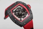 RM055 Black Forged Carbon‑TPT Case, Red Chapter Ring, Red Nylon‑Woven Strap - Image 4