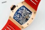 RM035 Americas Yellow‑Gold Case Red Fluororubber Strap Skeleton Watch - Image 6