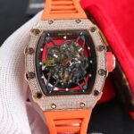 RM35‑02 RAFA Rose‑Gold Tone Case with Lab‑Grown Diamonds, Orange Fluororubber Strap Skeleton Watch