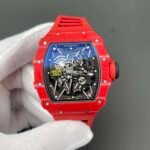 RM35‑02 RAFA Red Forged Carbon Case Red Fluororubber Strap Skeleton Watch