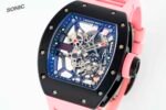 RM035 Americas Black‑Ceramic Case Pink Fluororubber Strap Skeleton Watch - Image 4