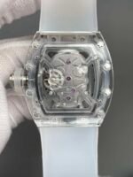 RM052 Transparent Sapphire Skull Skeleton Watch, Translucent Fluororubber Strap - Image 5