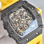 RM011‑03 Forged Carbon Chronograph Skeleton Watch, Yellow Fluororubber Strap - Image 3