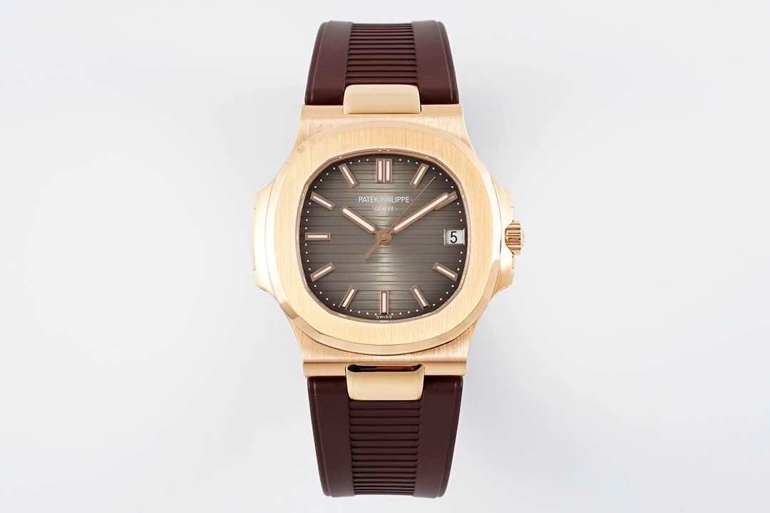 d11b5427f7167eadadf66e7721901686 Patek Philippe Nautilus 5711-1R-001 | 40mm rose gold grey disc rubber strap replica - Image 1